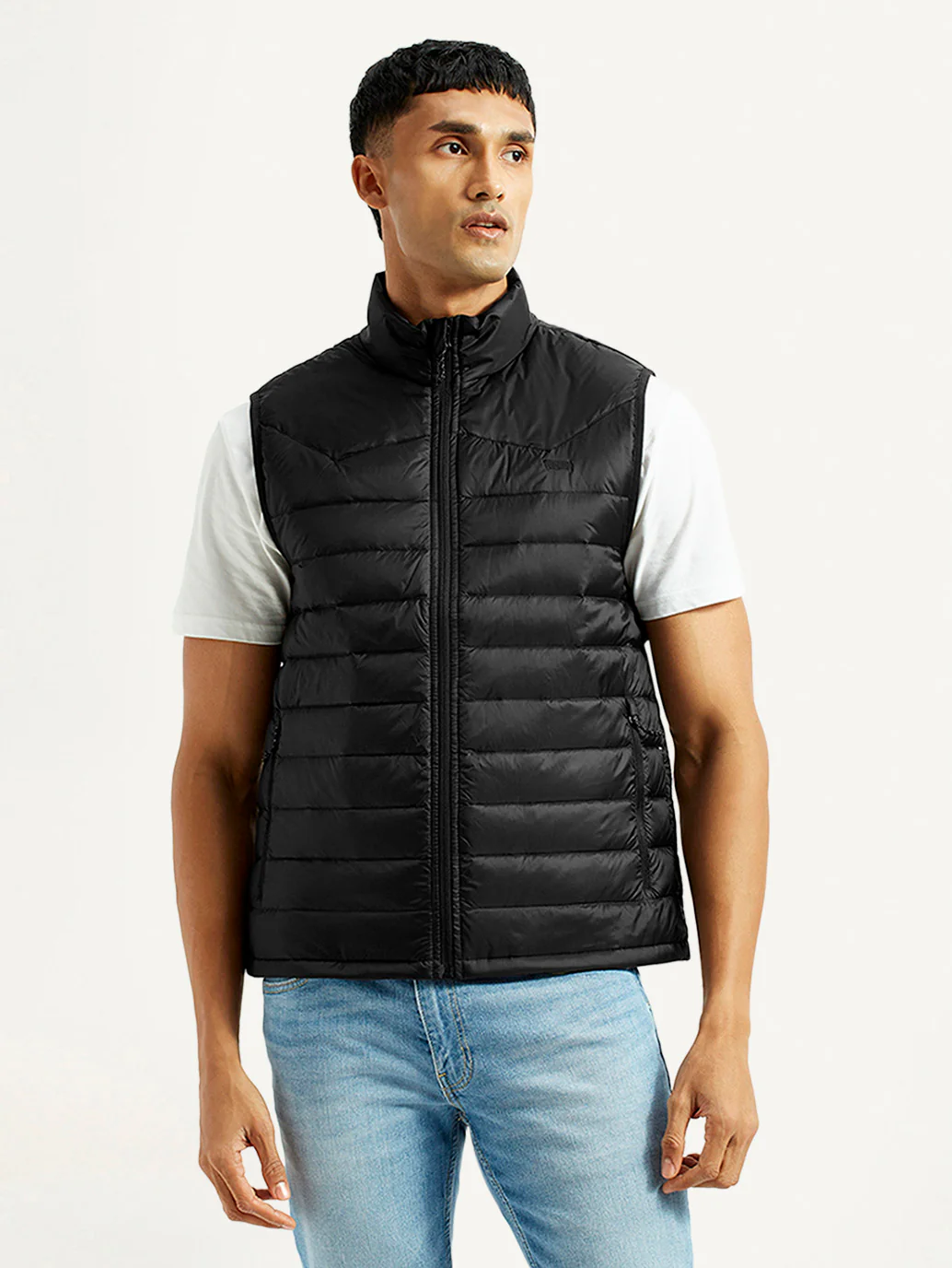 Men's Solid Black Puffer Jacket