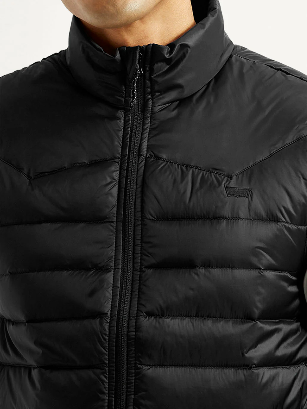 Men's Solid Black Puffer Jacket - Image 4