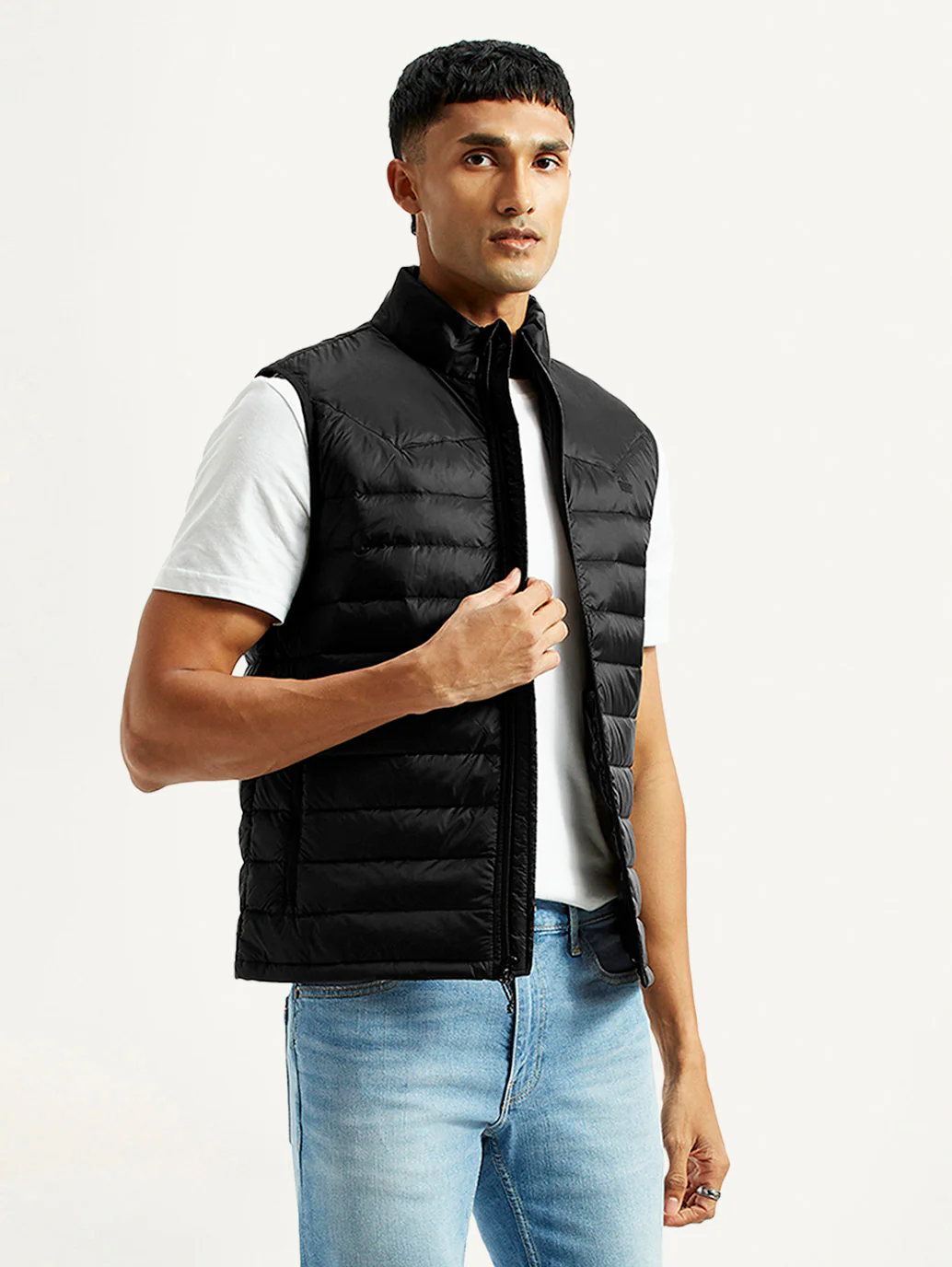 Men's Solid Black Puffer Jacket - Image 5