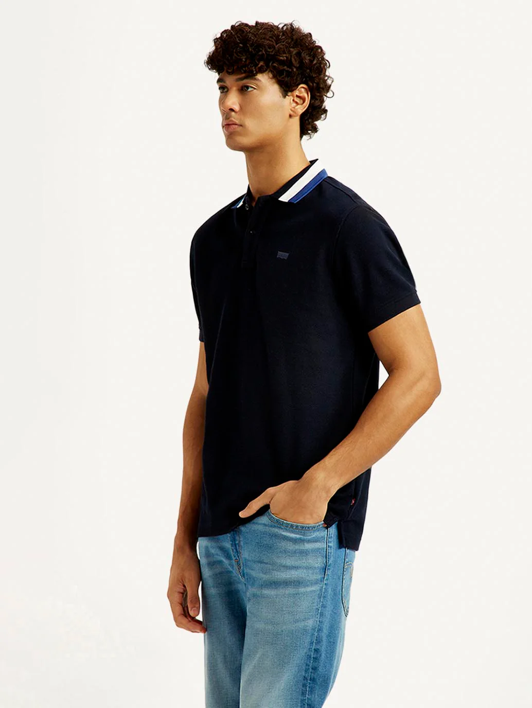 Men's Solid Black Slim Fit Polo T-shirt - Image 4
