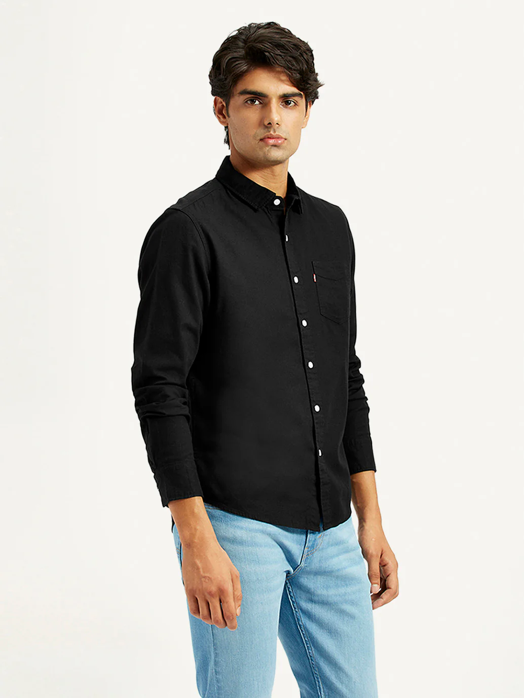 Men's Solid Black Slim Fit Shirt - Image 3