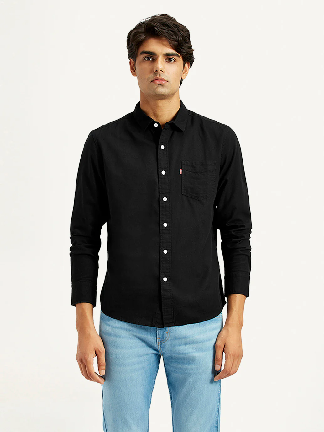 Men's Solid Black Slim Fit Shirt - Image 5