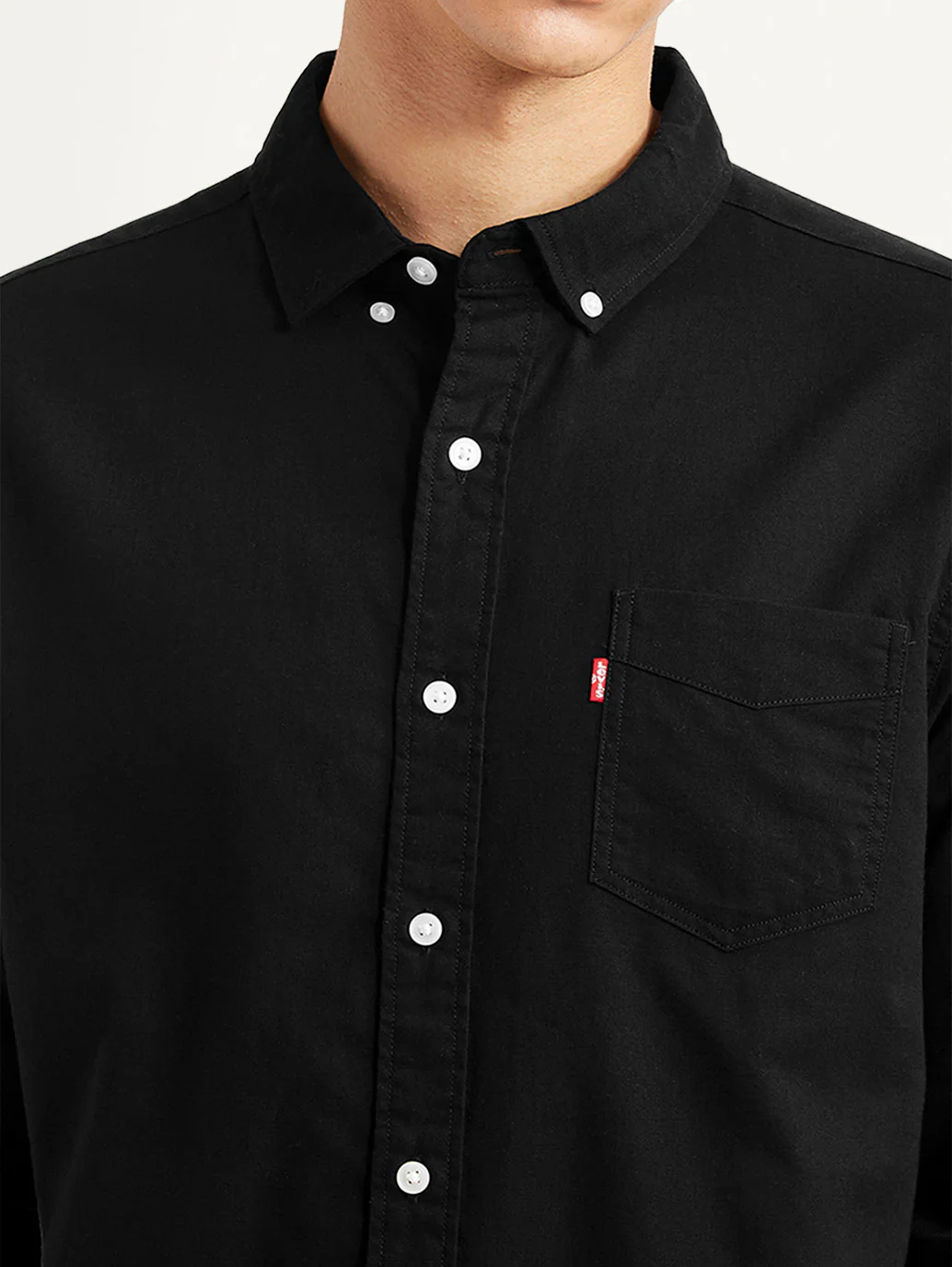 Men's Solid Black Slim Fit Shirt - Image 4