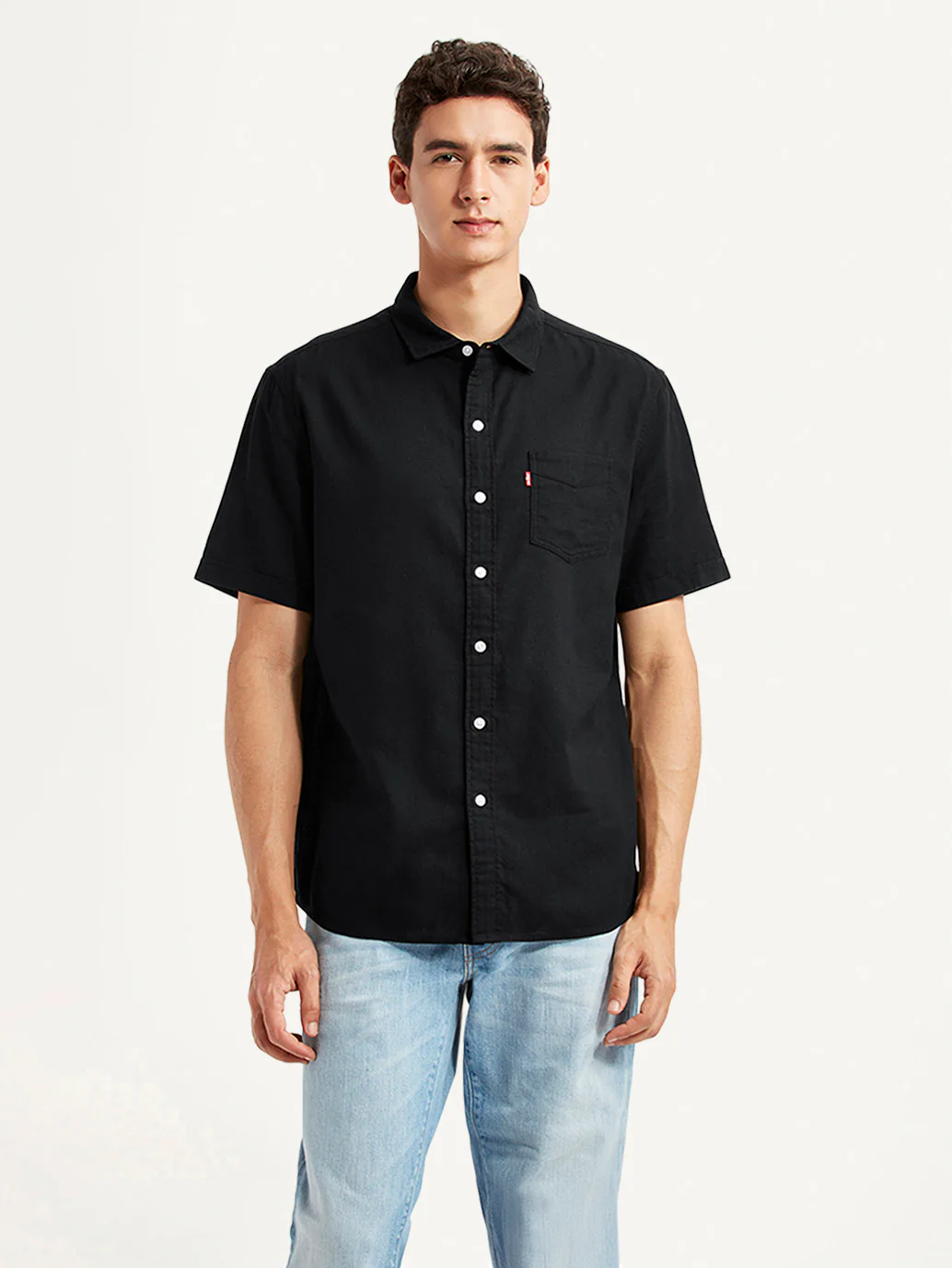 Men's Solid Black Slim Fit Oxford Shirt - Image 2