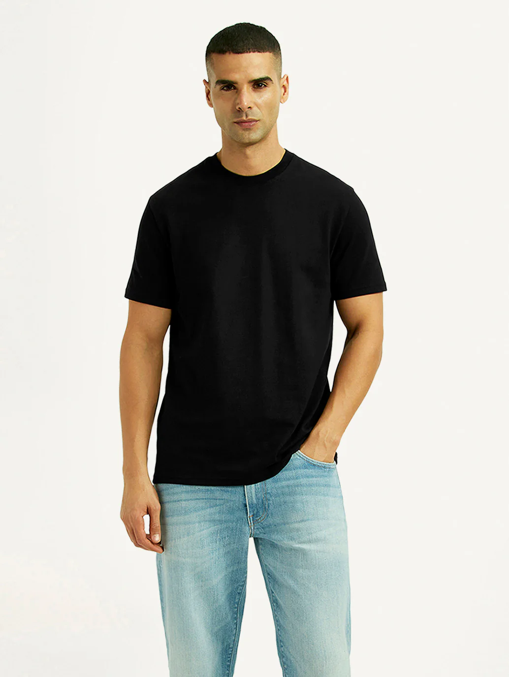 Men's Solid Black Slim Fit T-shirt - Image 5