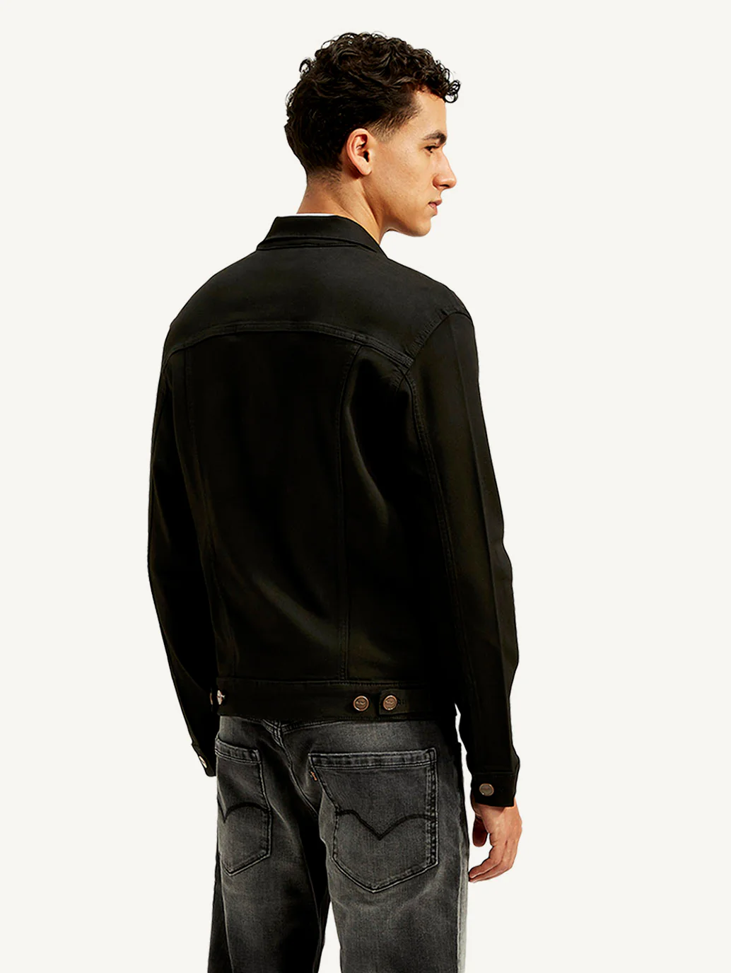 Men's Redloop Solid Black Spread Collar Jacket - Image 4