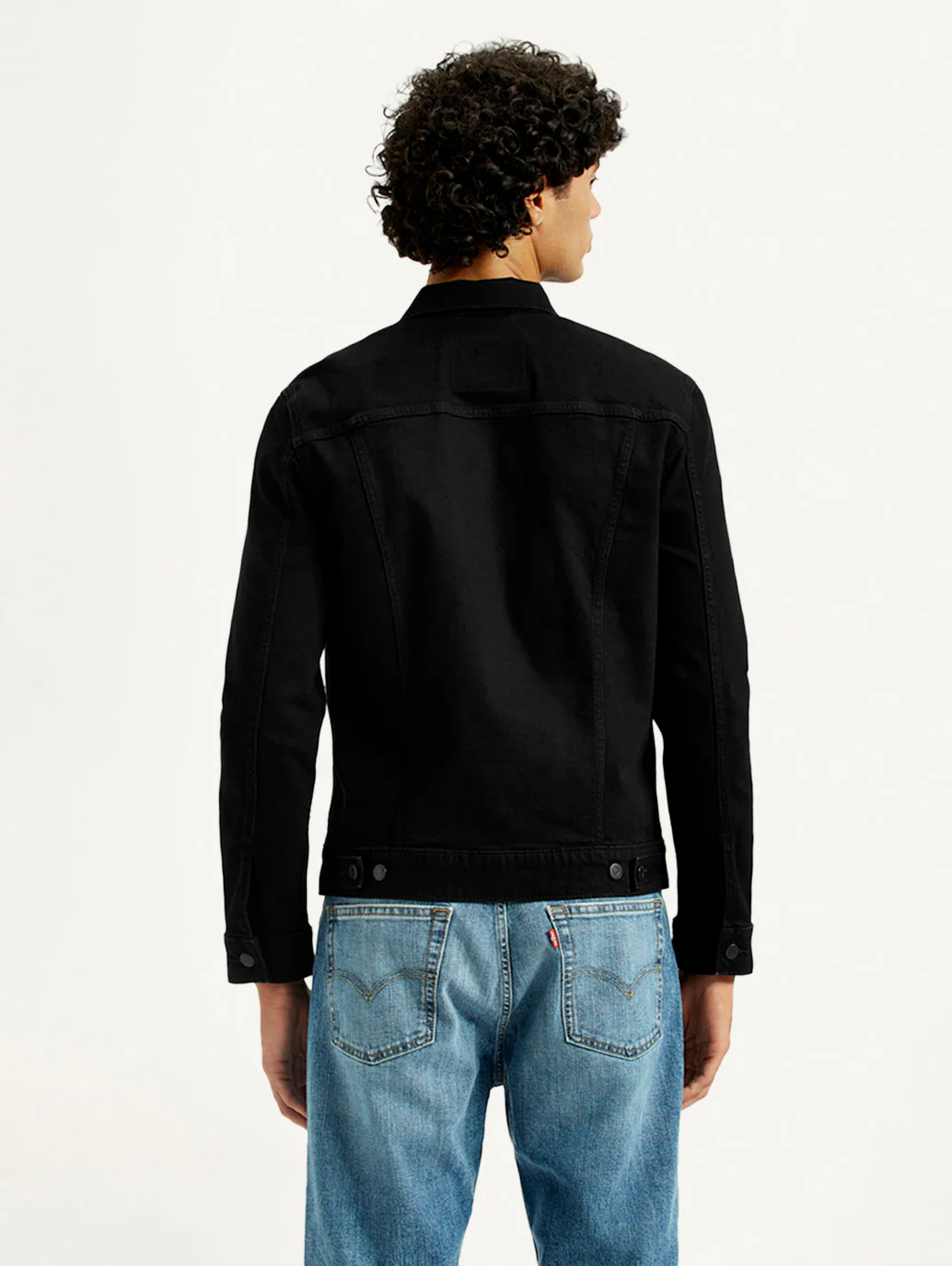 Men's Solid Black Spread Collar Jacket - Image 3