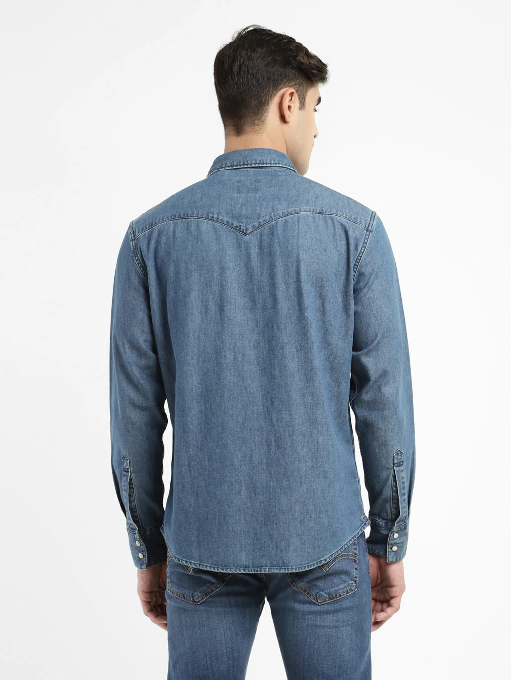 Men's Solid Blue Collar Shirt - Image 3