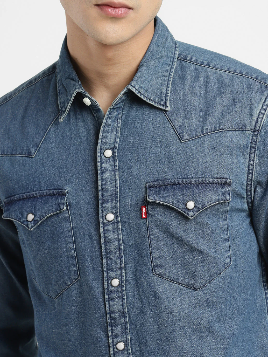 Men's Solid Blue Collar Shirt - Image 6