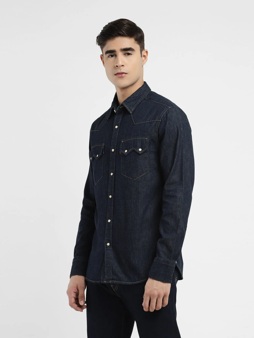 Men's Solid Blue Collar Shirt - Image 4