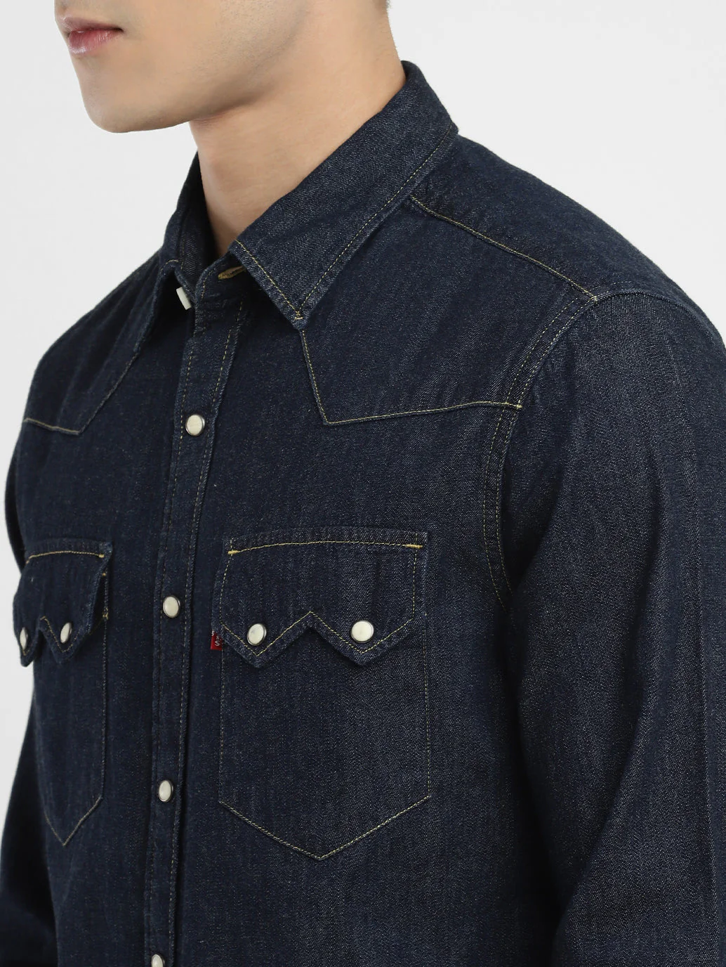 Men's Solid Blue Collar Shirt - Image 6