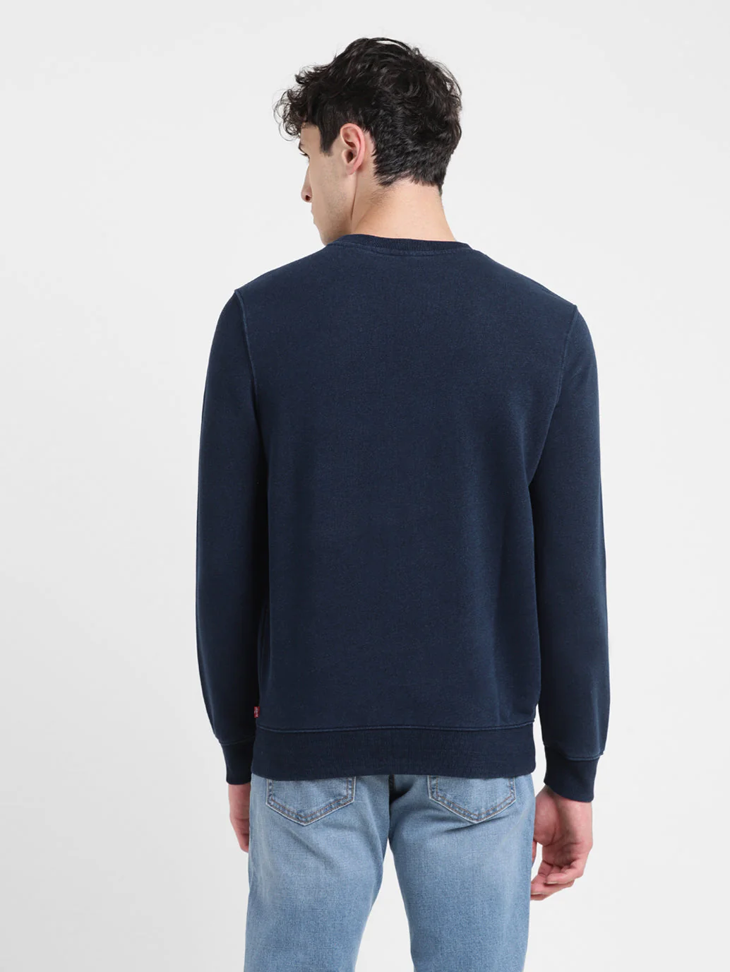 Men's Solid Blue Crew Neck Sweatshirt - Image 3