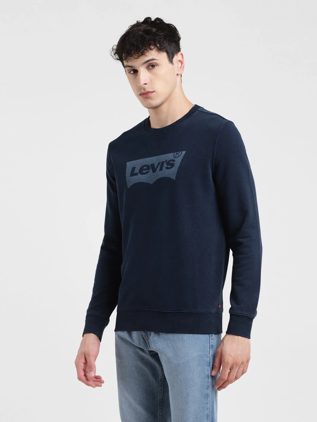 Men's Solid Blue Crew Neck Sweatshirt - Image 4