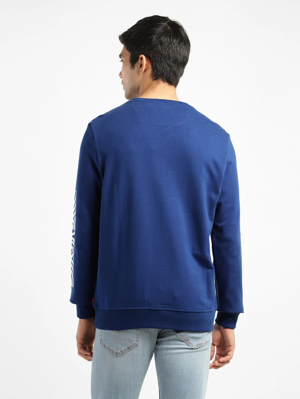 Men's Solid Blue Crew Neck Sweatshirt - Image 3