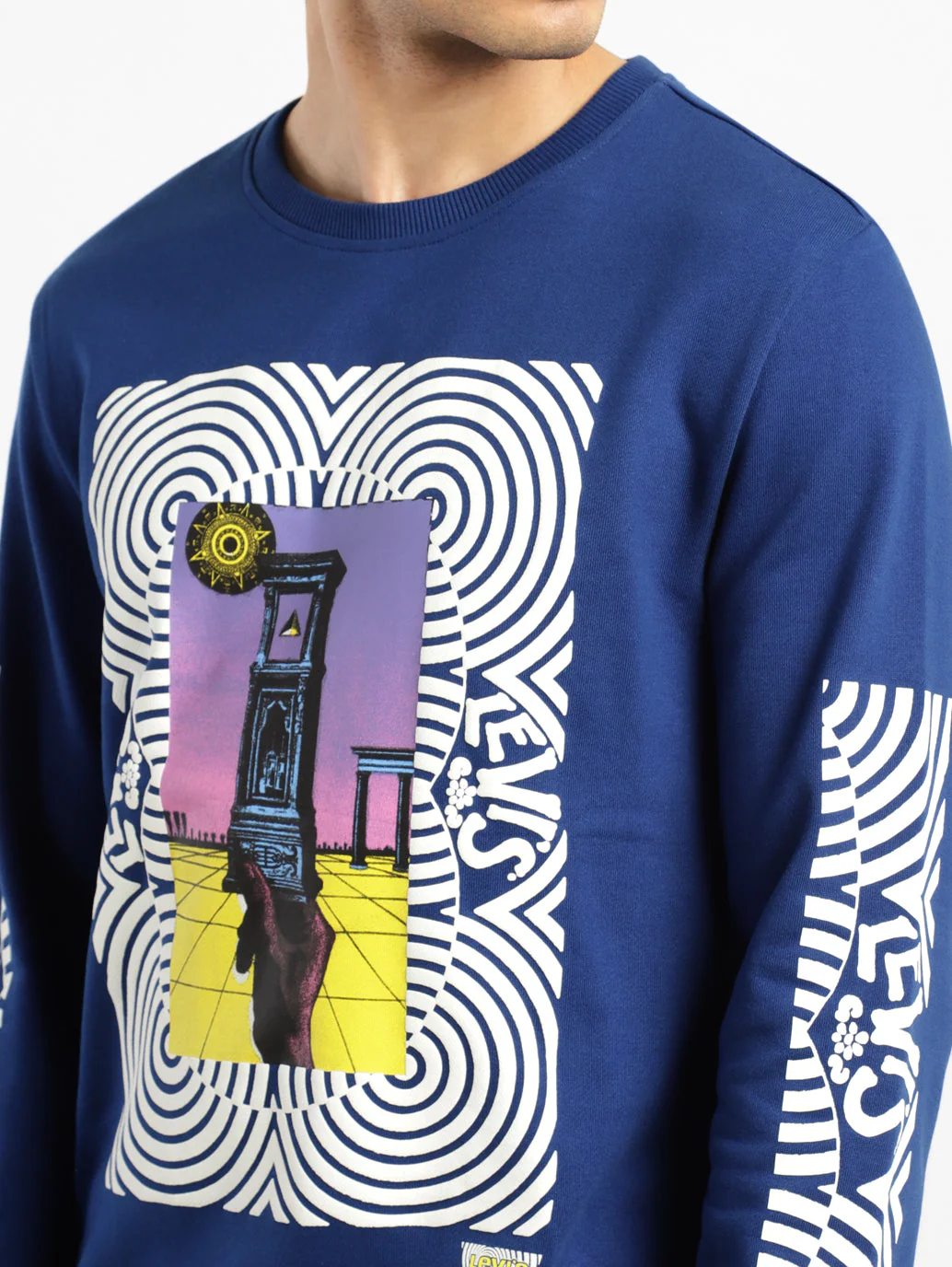 Men's Solid Blue Crew Neck Sweatshirt - Image 5