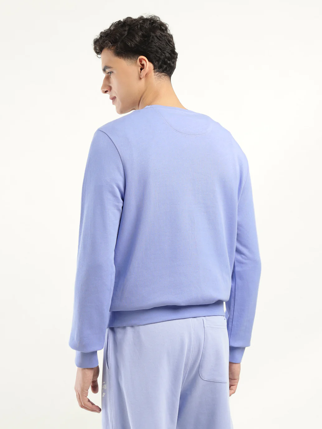 Men's Solid Blue Crew Neck Sweatshirt - Image 3