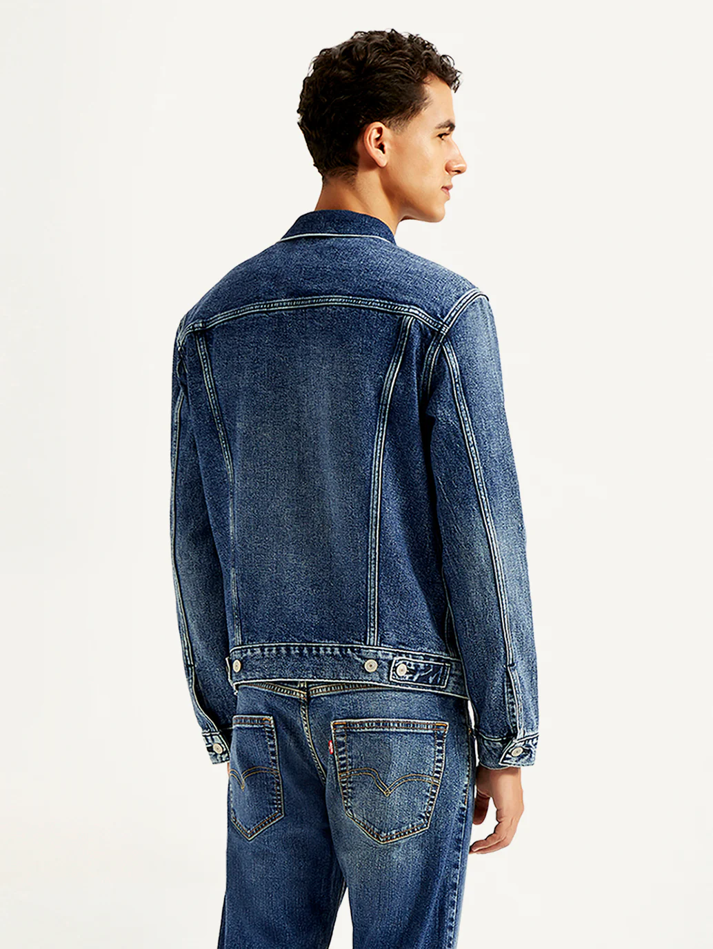 Men's Solid Blue Denim Jacket - Image 3