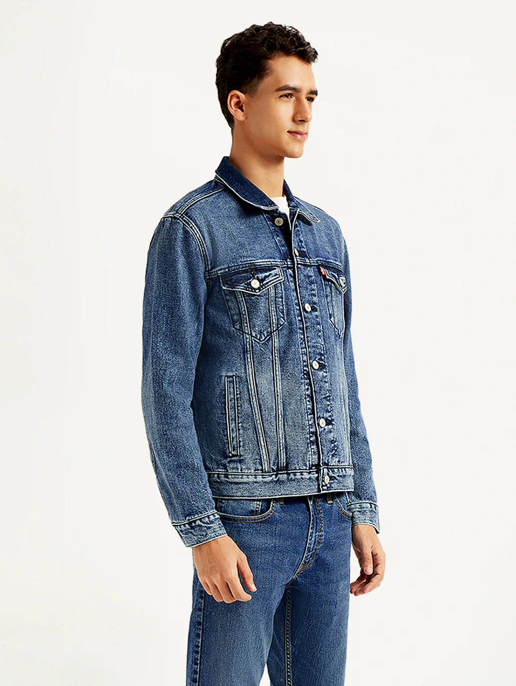 Men's Solid Blue Denim Jacket - Image 5