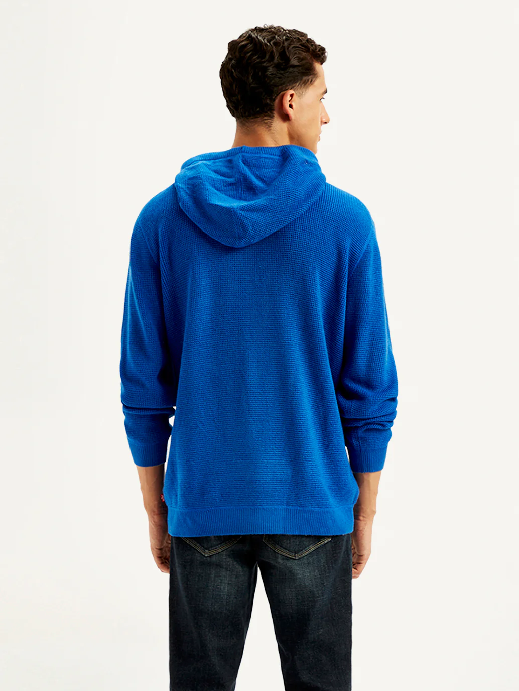 Men's Solid Blue Hooded Sweatshirt - Image 3