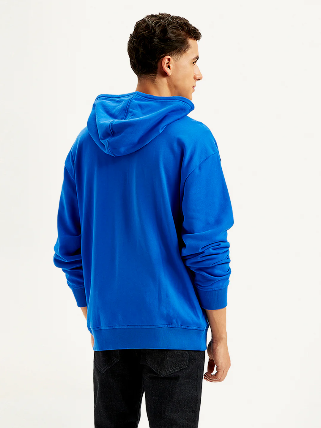 Men's Solid Blue Hooded Sweatshirt - Image 3