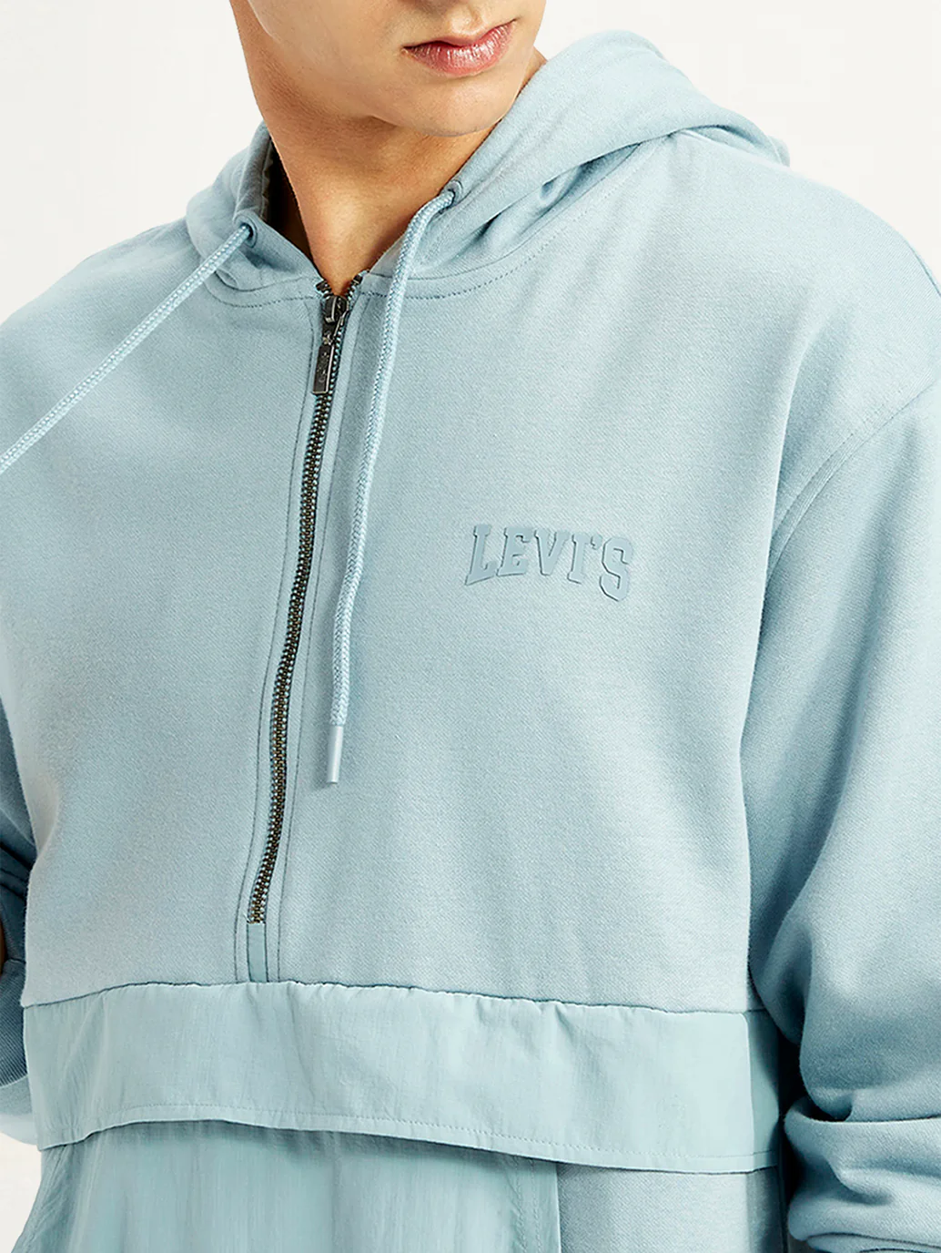 Men's Solid Blue Hooded Sweatshirt - Image 3