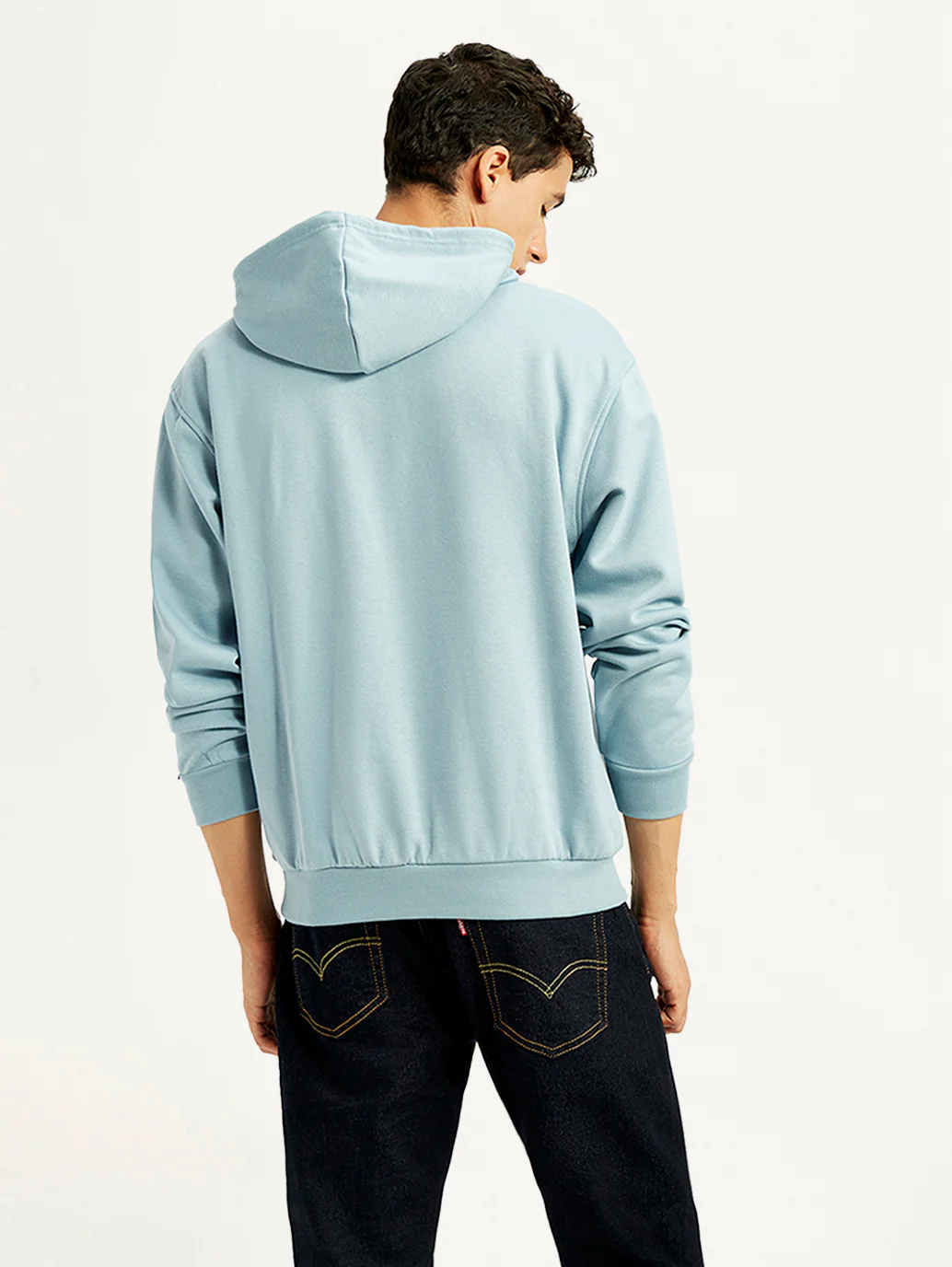 Men's Solid Blue Hooded Sweatshirt - Image 4