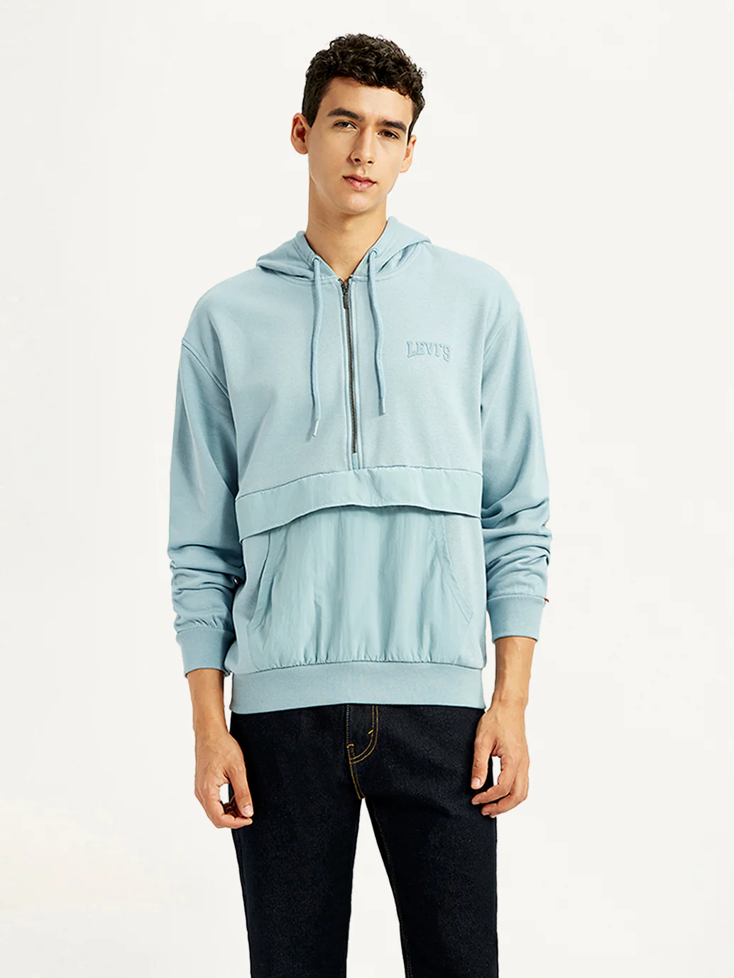 Men's Solid Blue Hooded Sweatshirt - Image 6