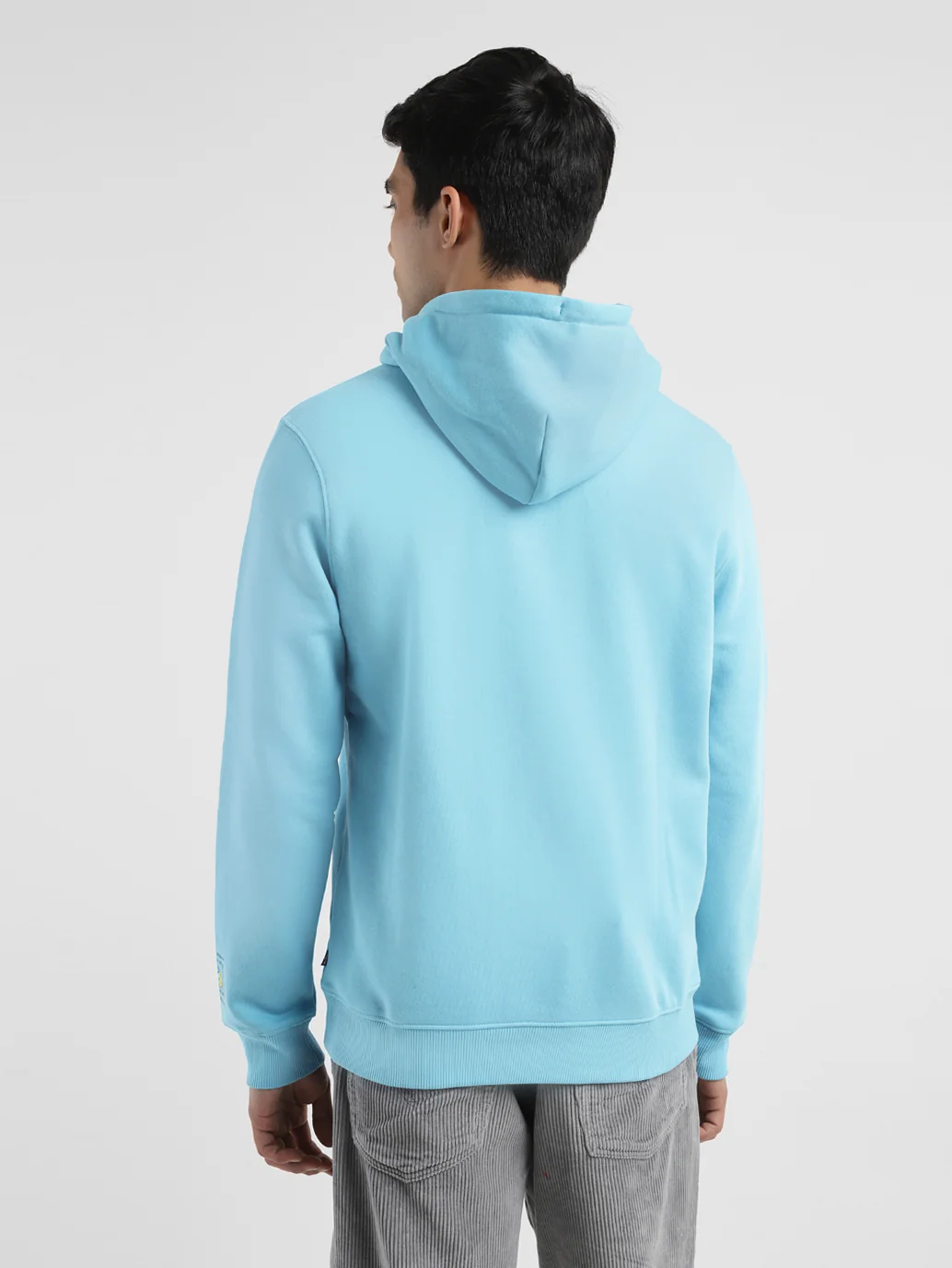 Men's Solid Blue Hooded Sweatshirt - Image 3