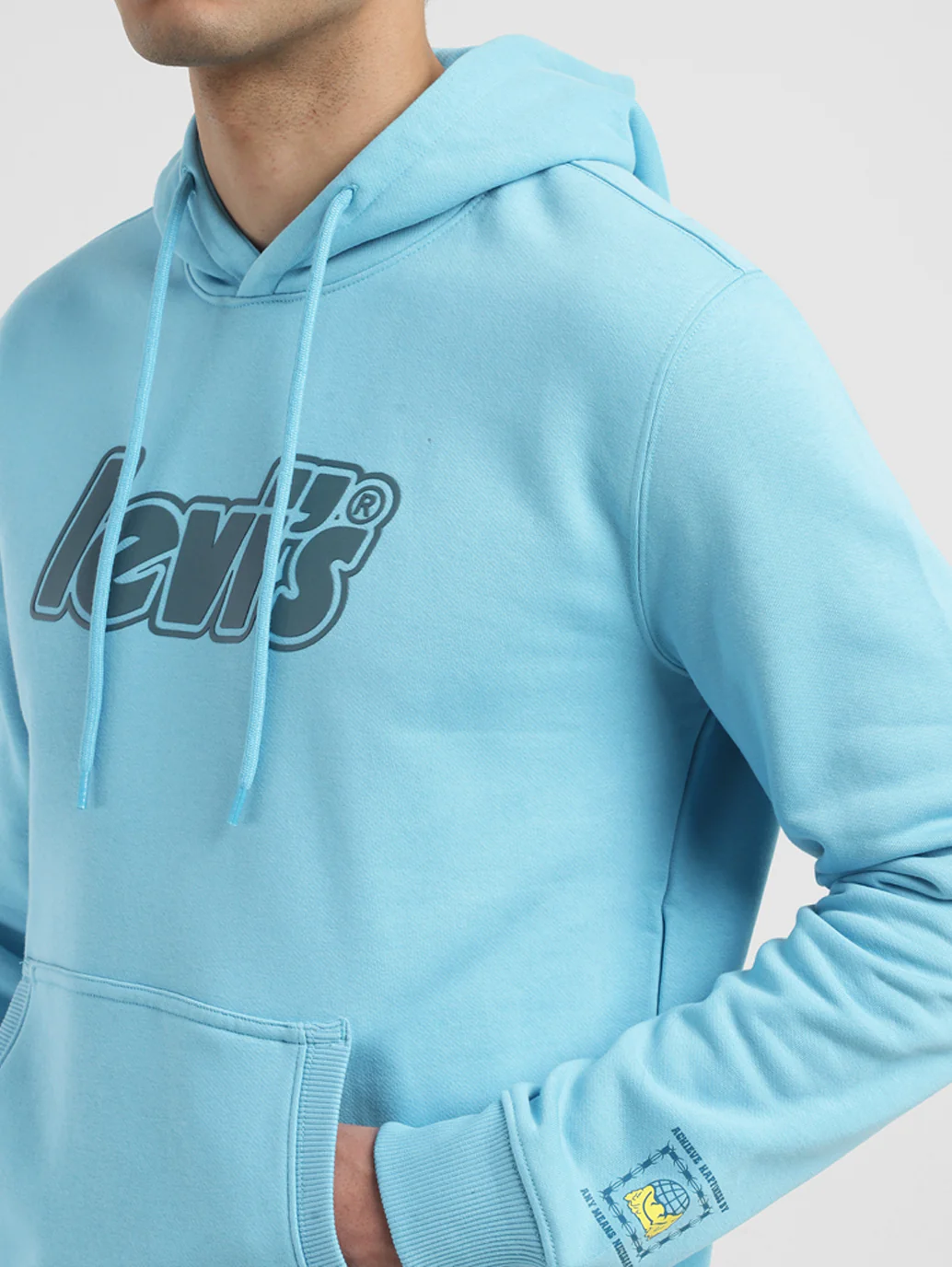 Men's Solid Blue Hooded Sweatshirt - Image 7