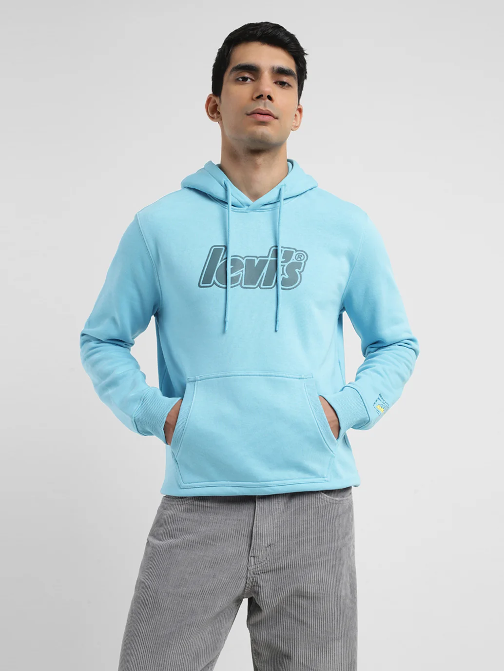 Men's Solid Blue Hooded Sweatshirt - Image 9