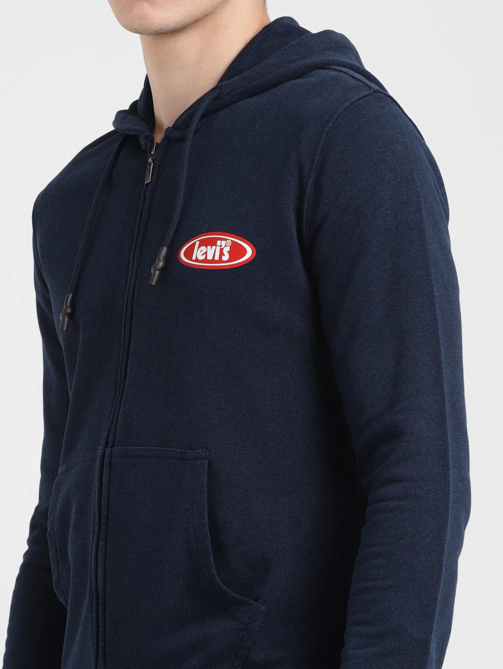 Men's Solid Blue Hooded Sweatshirt - Image 5