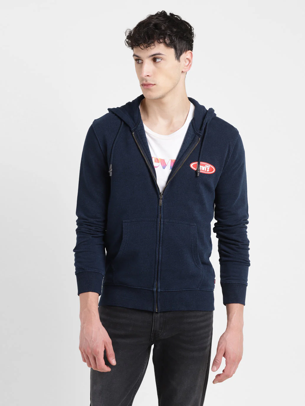 Men's Solid Blue Hooded Sweatshirt - Image 6
