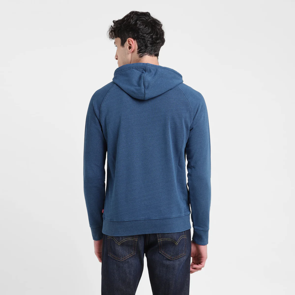 Men's Solid Blue Hooded Sweatshirt - Image 3