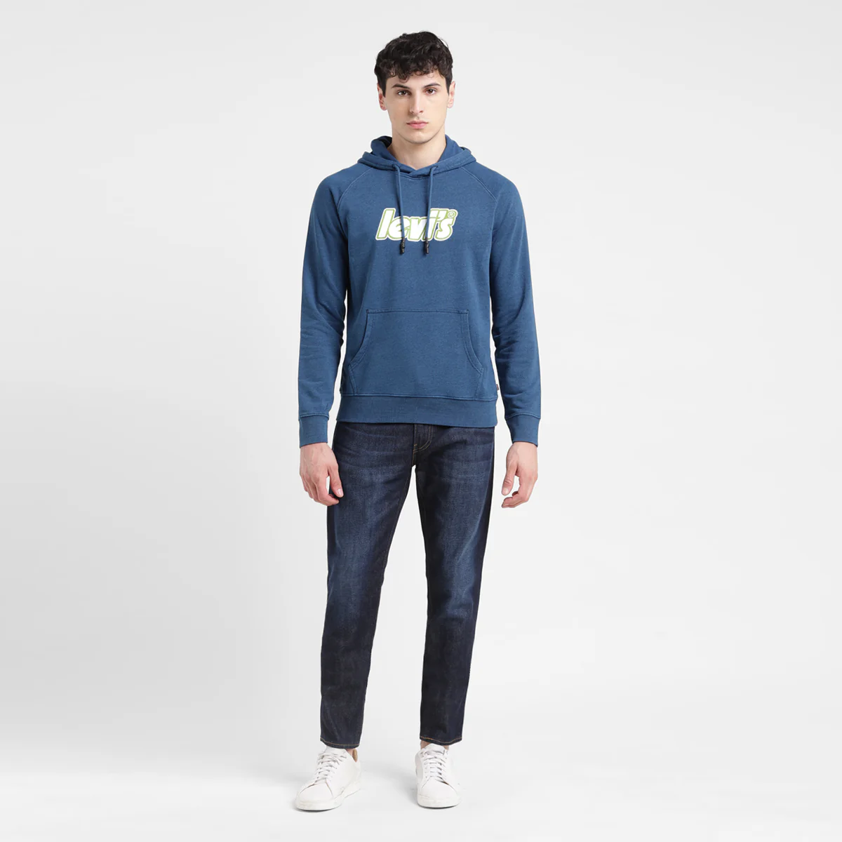 Men's Solid Blue Hooded Sweatshirt - Image 6