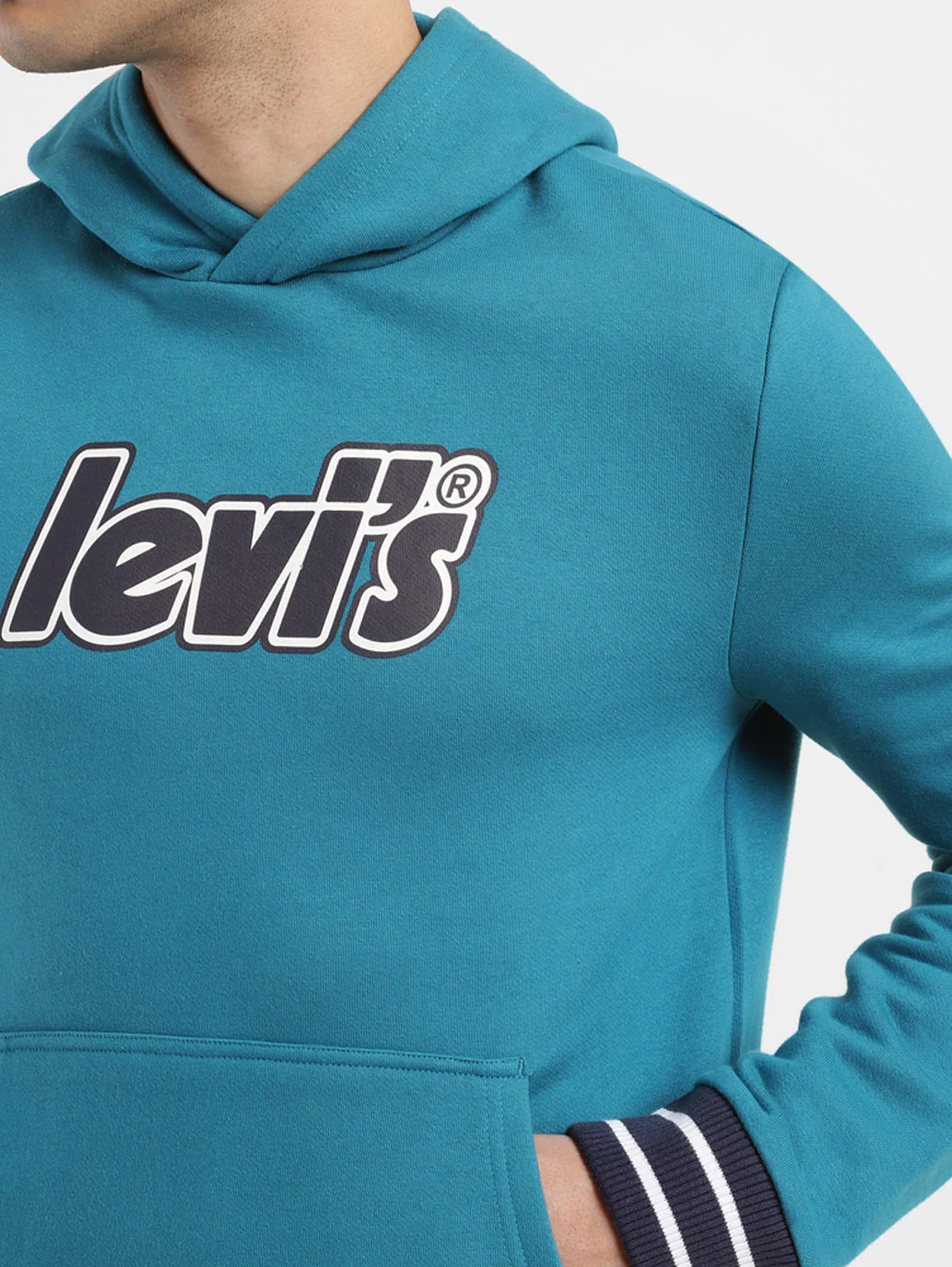 Men's Solid Blue Hooded Sweatshirt - Image 5