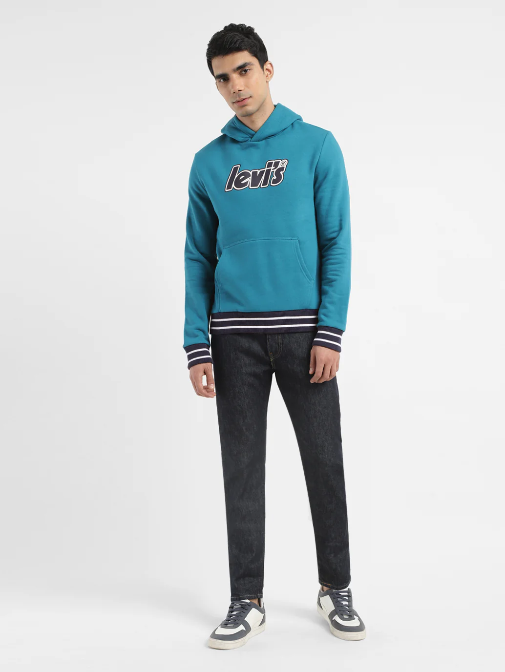 Men's Solid Blue Hooded Sweatshirt - Image 9