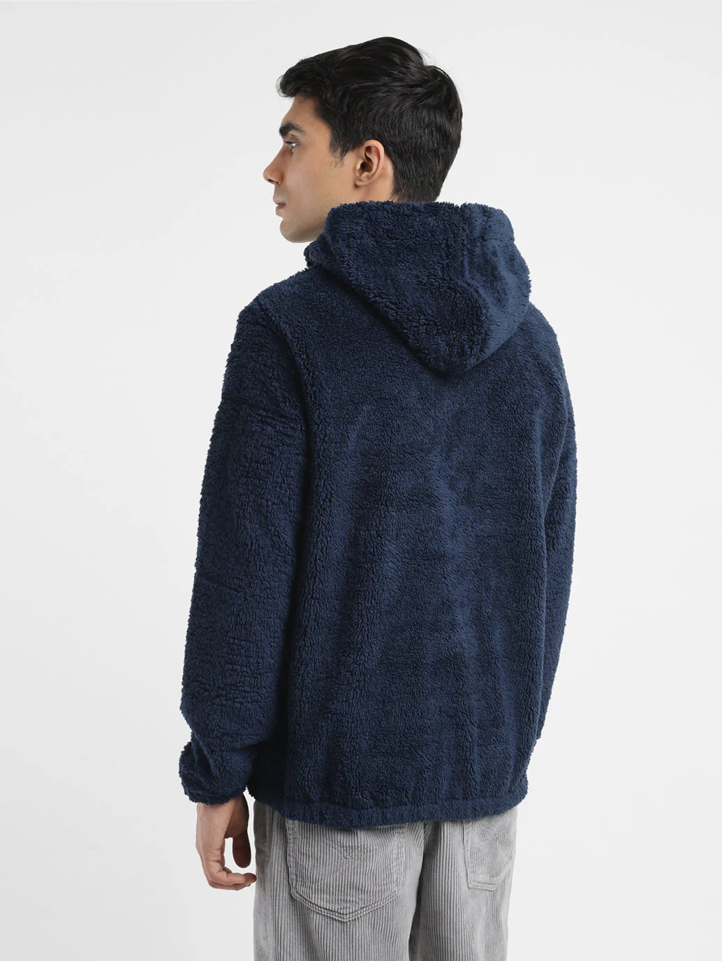 Men's Solid Blue Hooded Sweatshirt - Image 3