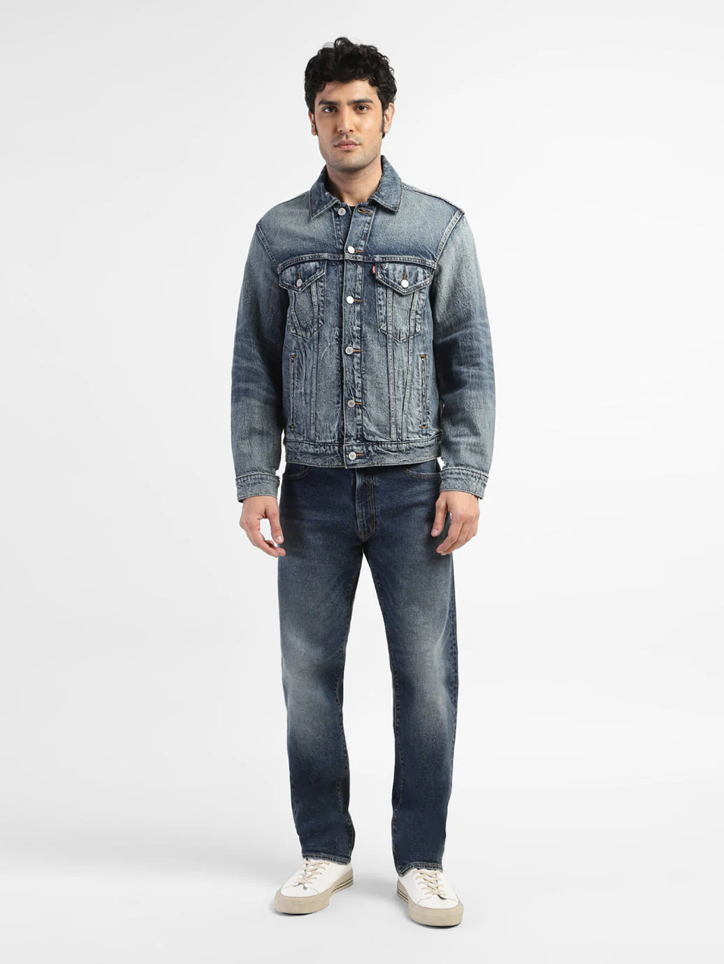 Men's Solid Blue Shirt Collar Denim Jacket - Image 5