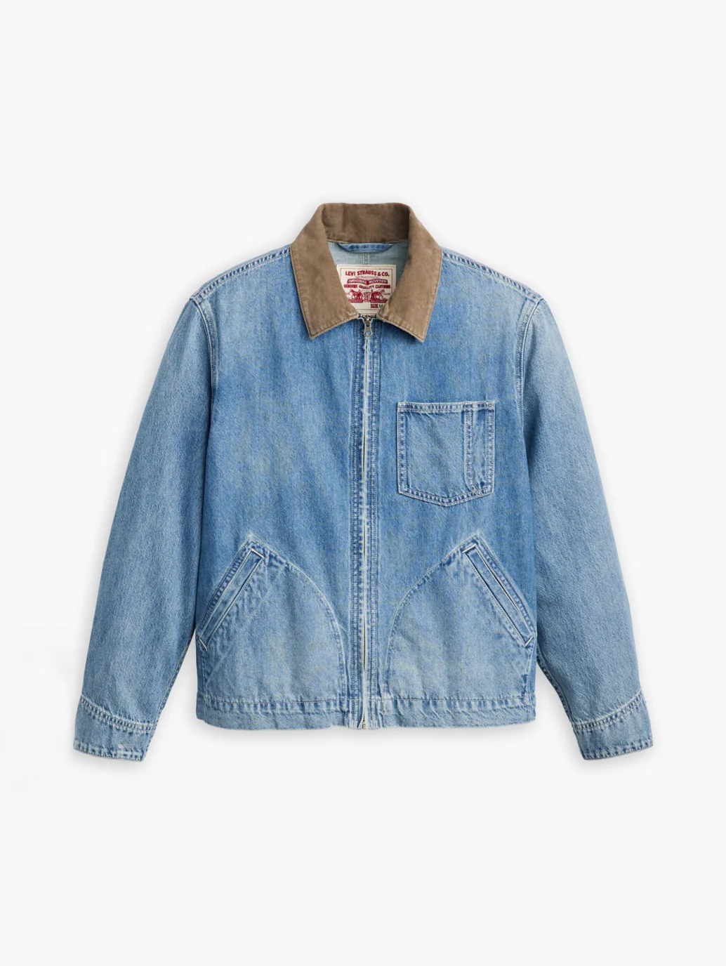 Men's Solid Blue Spread Collar Denim Jacket - Image 5