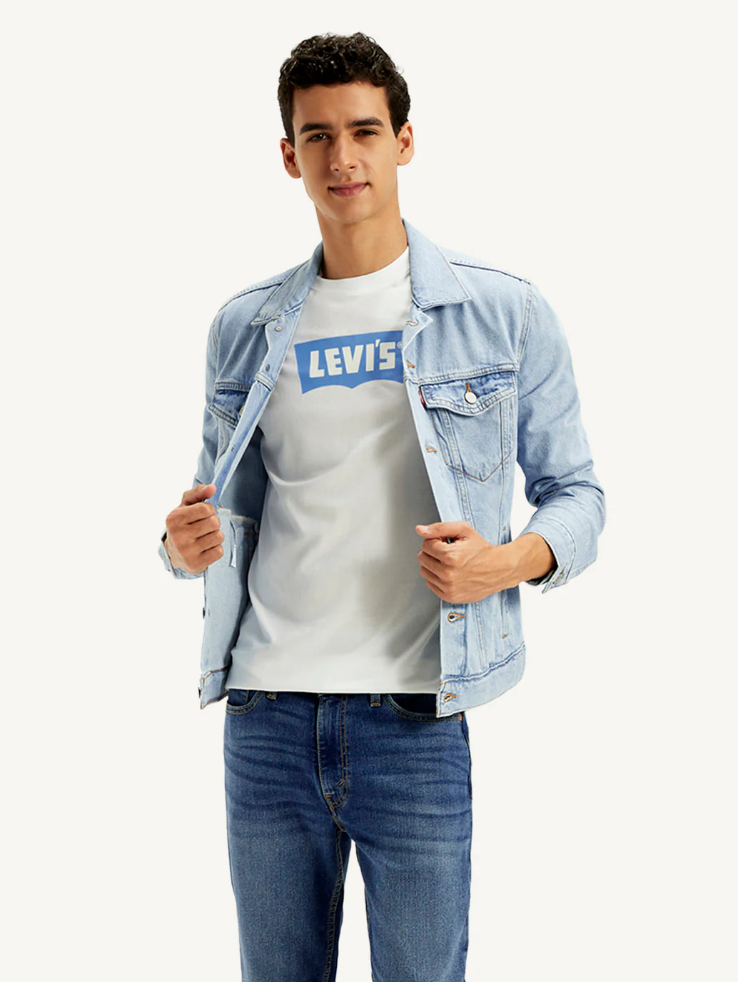 Men's Solid Blue Spread Collar Denim Jacket - Image 5
