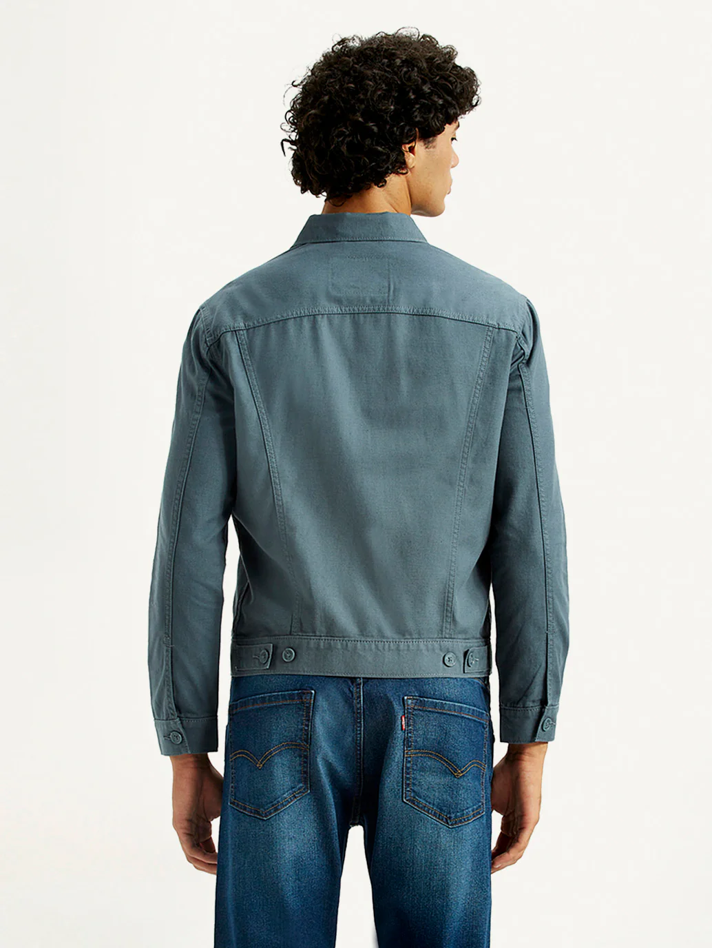 Men's Solid Blue Spread Collar Linen Jacket - Image 2