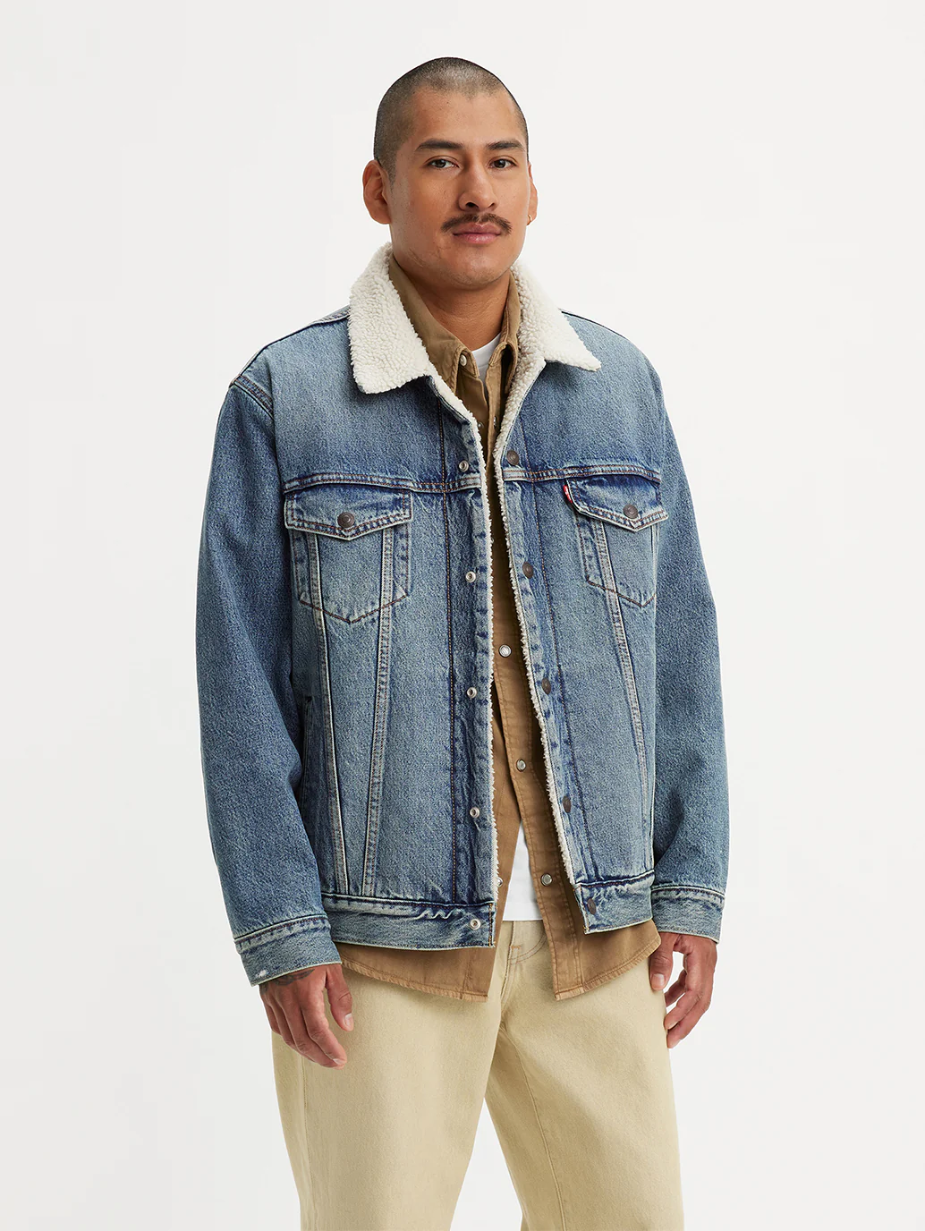 Men's Solid Blue Spread Collar Denim Jacket - Image 6