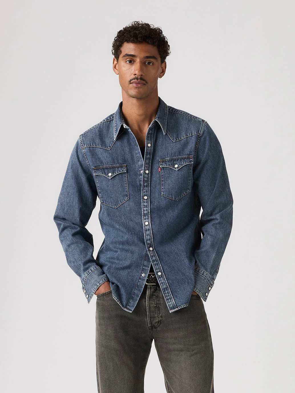 Men's Barstow Standard Fit Western Denim Shirt - Image 2