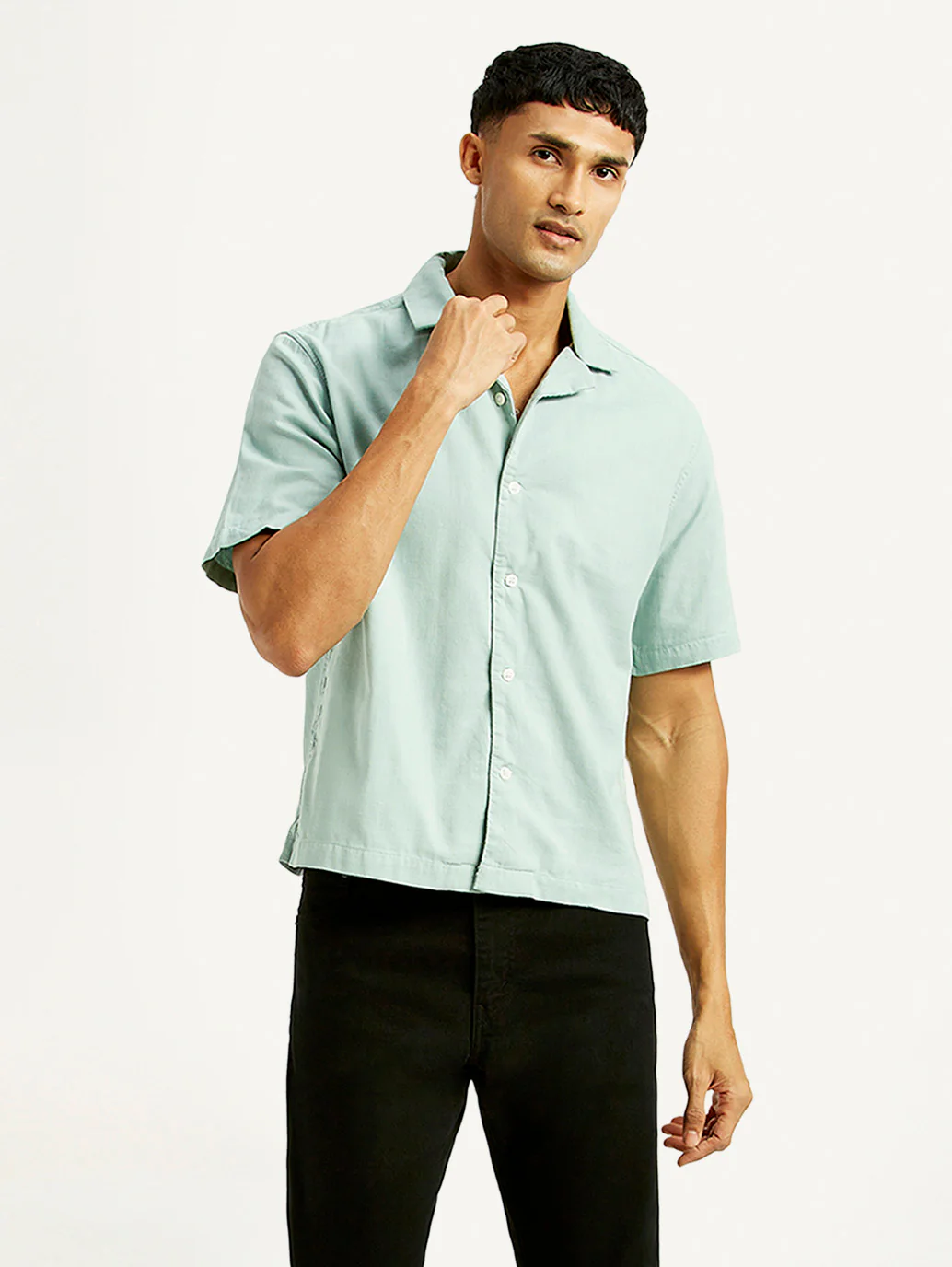 Men's Solid Boxy Fit Resort Collar Shirt