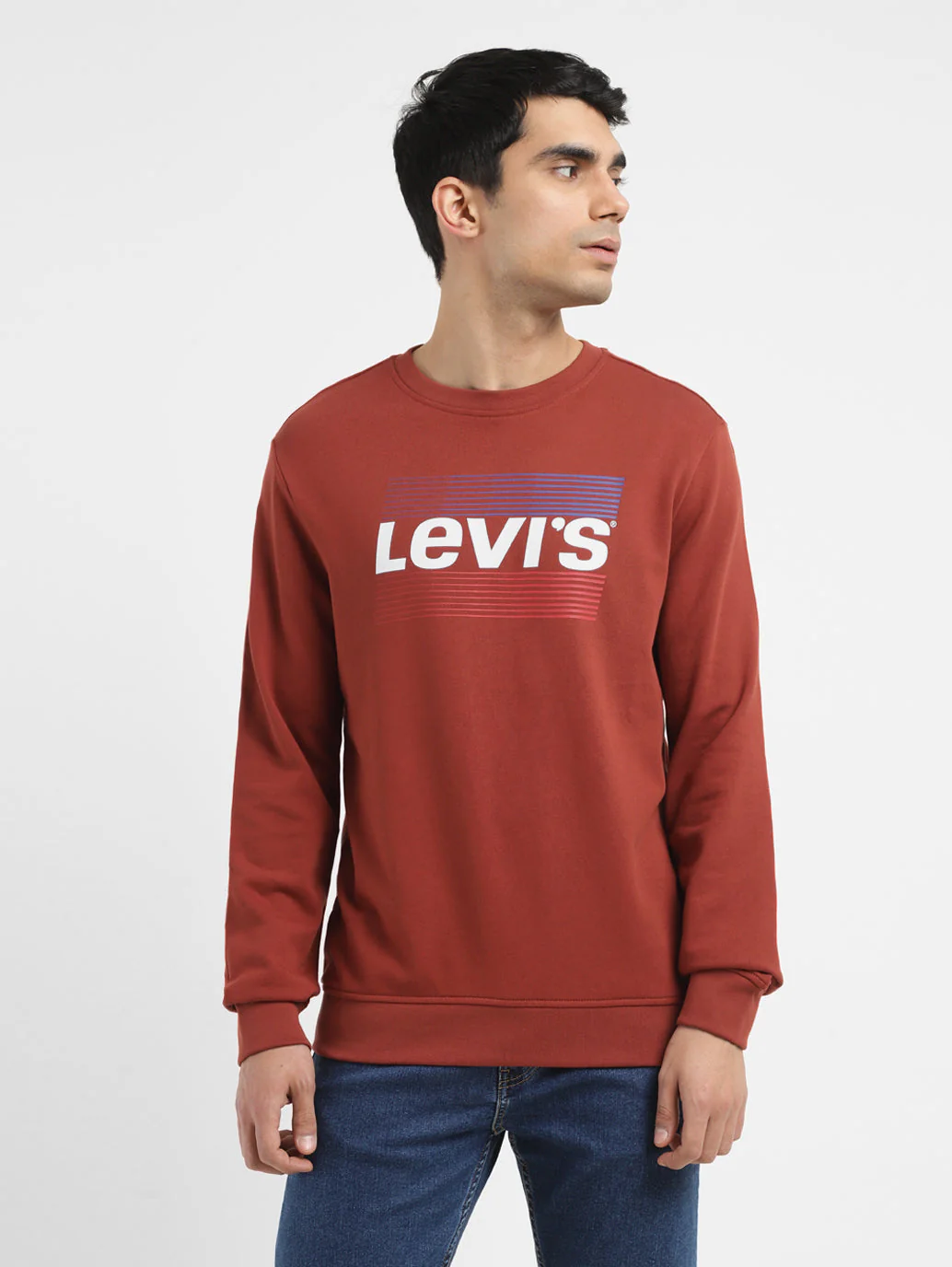 Men's Solid Brown Crew Neck Sweatshirt - Image 2