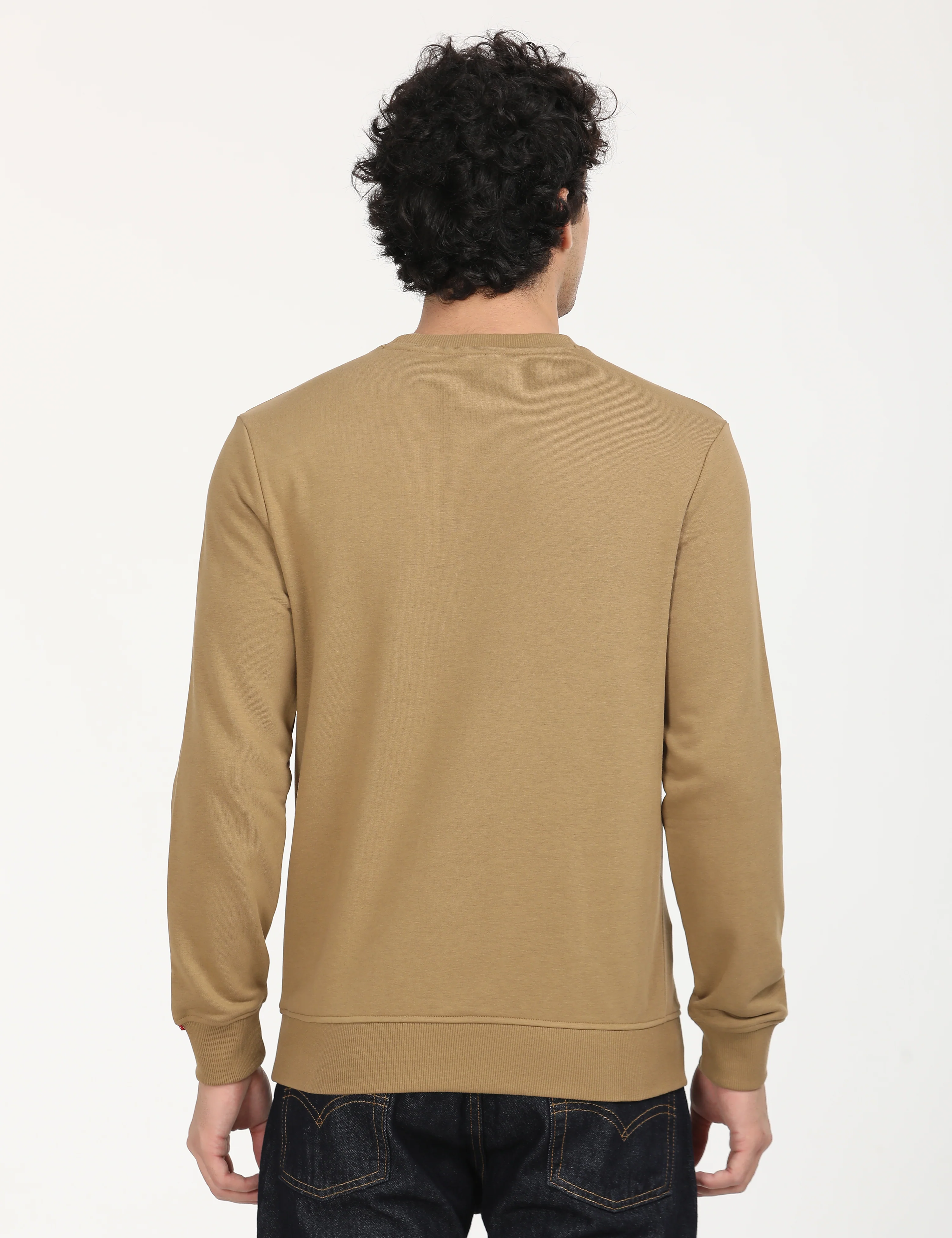 Men's Solid Brown Crew Neck Sweatshirt - Image 3