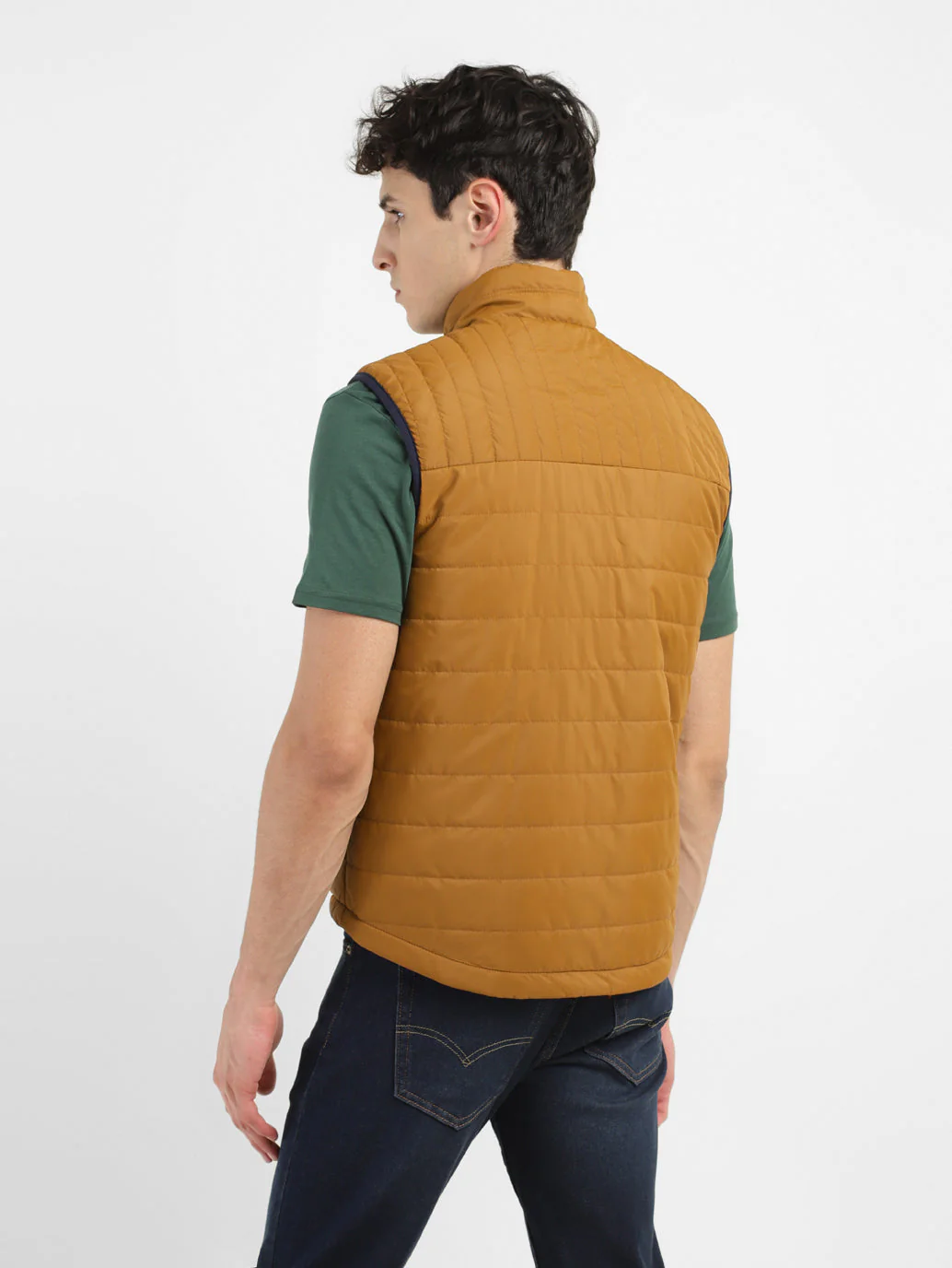 Men's Solid Brown Reversible Padded Jacket - Image 3