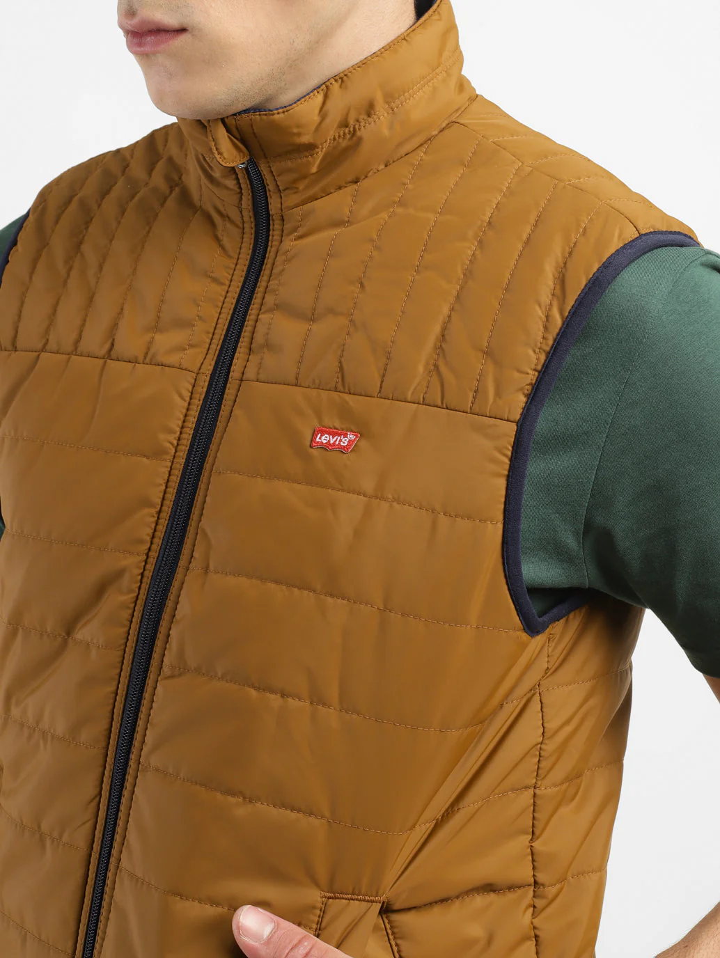 Men's Solid Brown Reversible Padded Jacket - Image 7