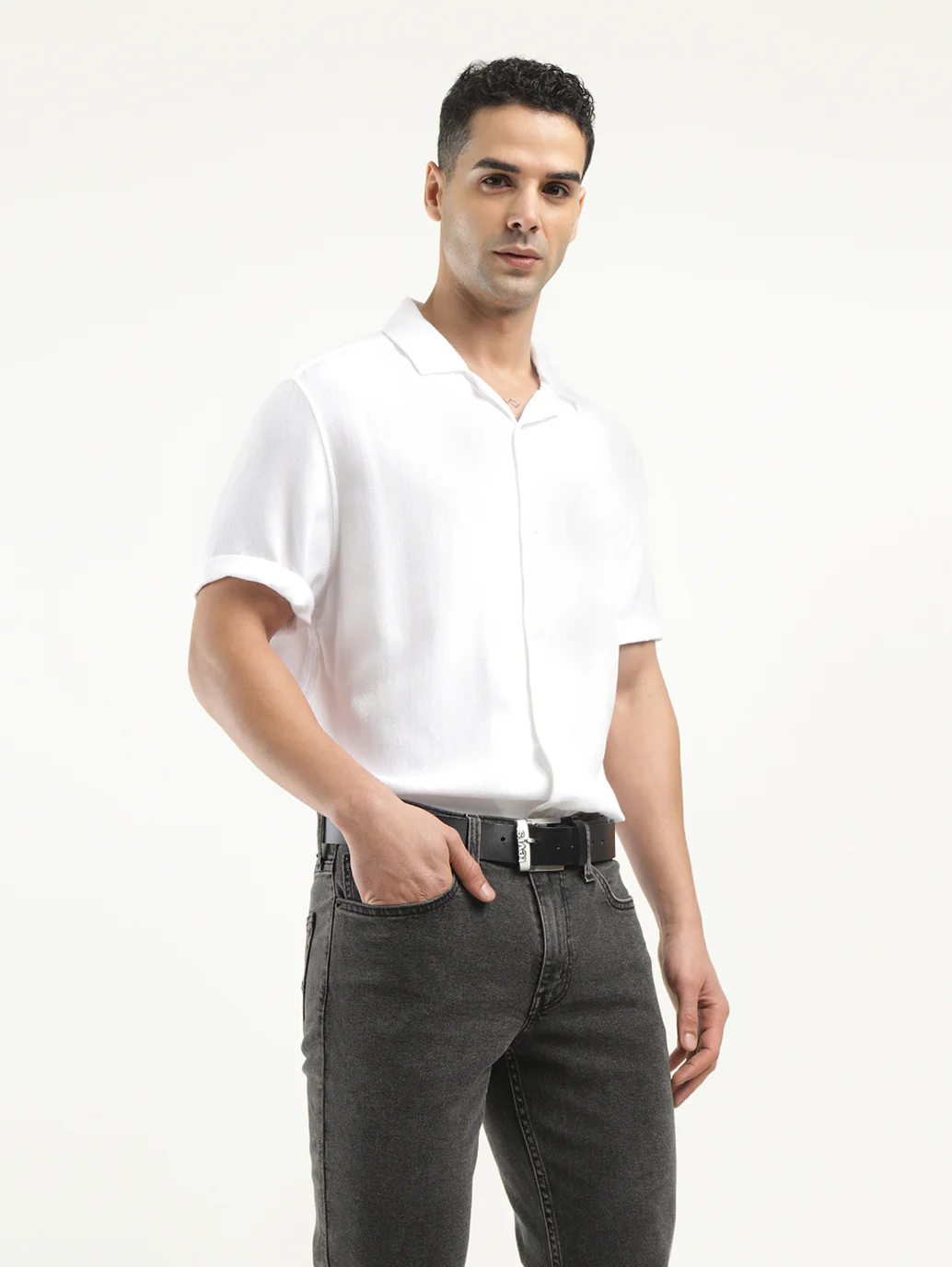 Men's Solid Camp Collar Shirt
