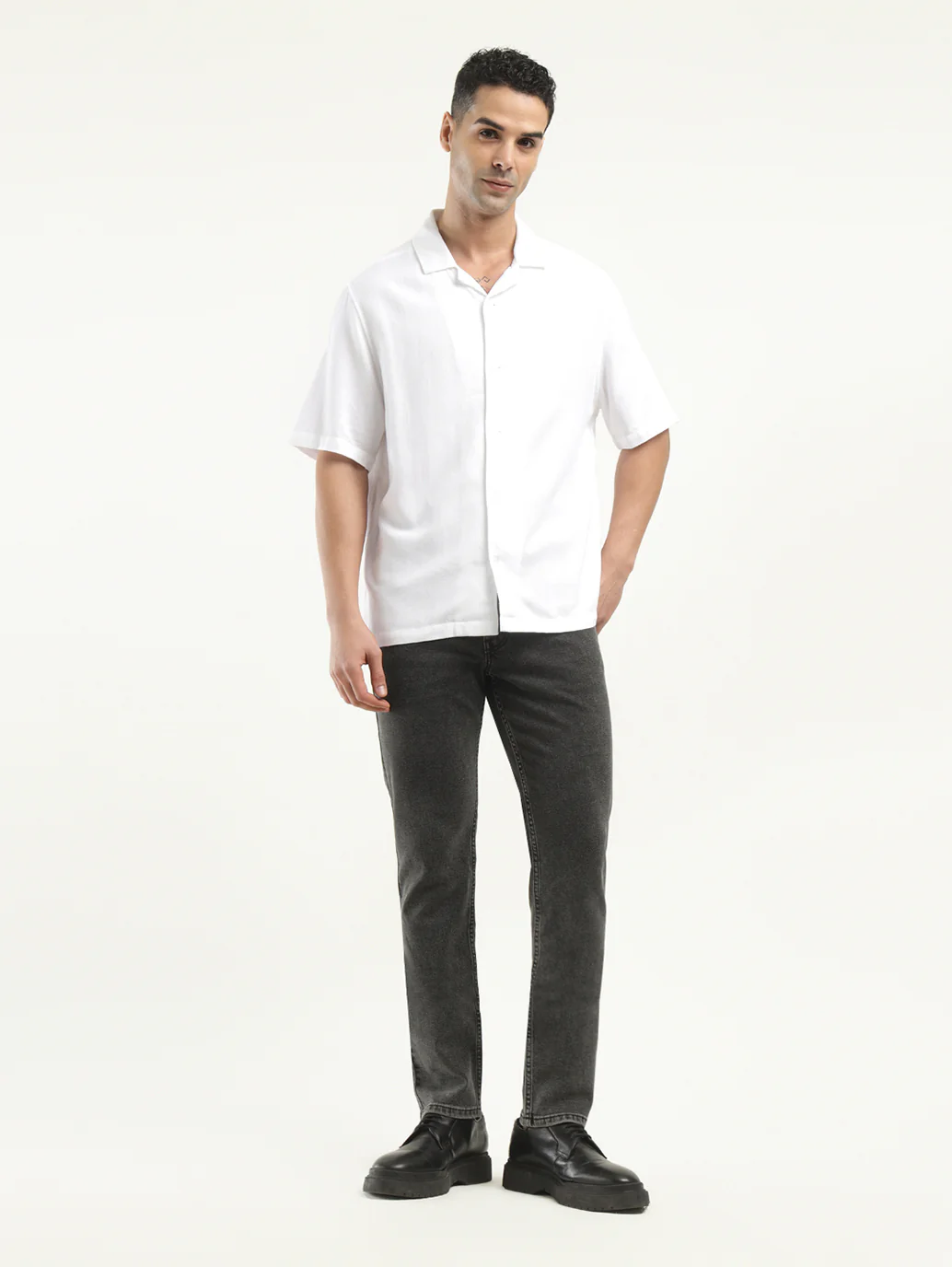 Men's Solid Camp Collar Shirt - Image 6